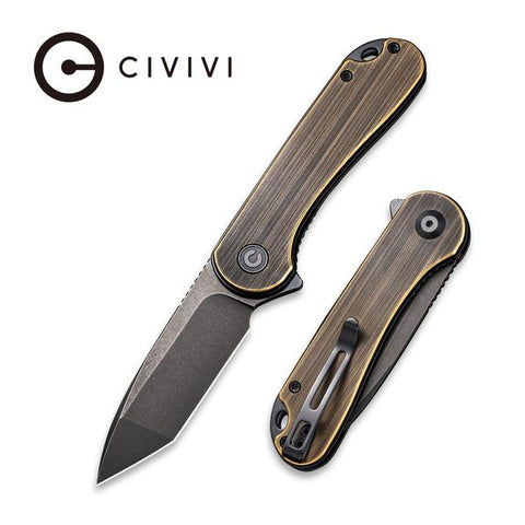 C907T-A Civivi Elementum Black Hand Rubbed Brass Handle | Tanto Blade |