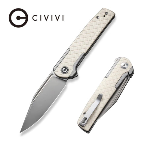 CIVIVI Cachet Diamond Patterned Gray Steel Handle With Ivory G10 Inlay