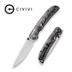 Civivi Imperium | Front Flipper | Carbon Fiber And Golden Shred In Clear Resin