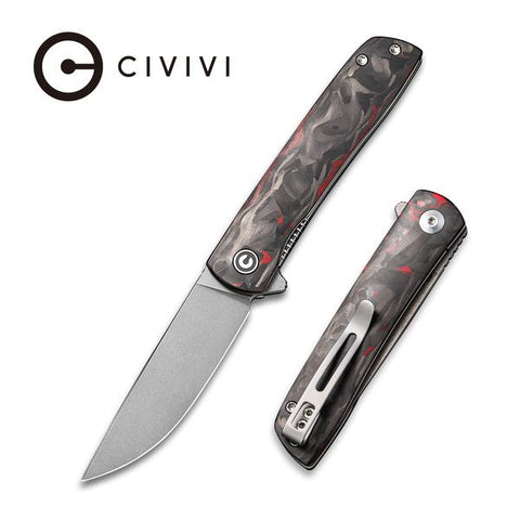 C20009B-B Civivi Bo Flipper Knife Carbon Fiber Red Handle