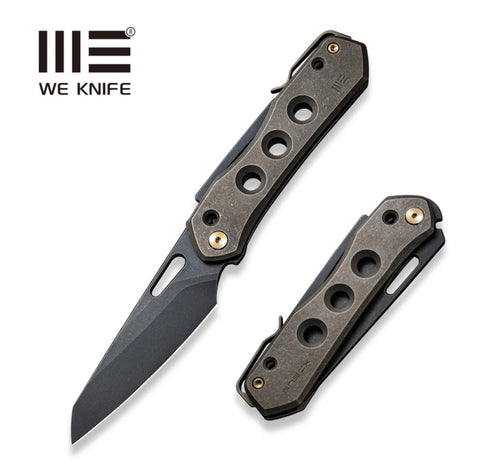 WE KNIFE Vision R Manual Thumb Knife Bronze Titanium Handle